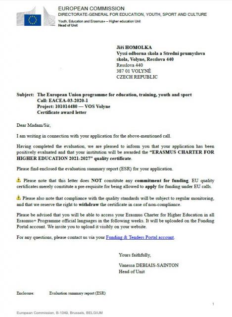 ERASMUS CHARTER FOR HIGHER EDUCATION NA OBDOBÍ 2021-2027 ERASMUS CHARTER FOR HIGHER EDUCATION NA OBDOBÍ 2021-2027